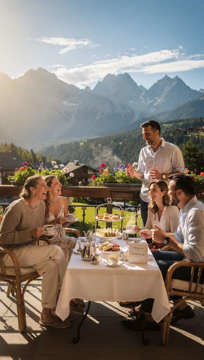 Ein romantisches Chalet inmitten der Alpenlandschaft, umgeben von blühenden Wiesen.